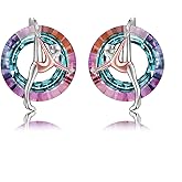 925 Sterling Silver Gymnastics Stud Earrings: Heart Gymnastics Gifts for Women Round Crystal Gymnast Stud Earrings Fashion Jewelry Gift for Daughter Niece