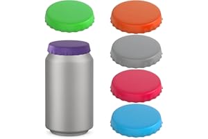 CREZTAIL Soda Can Lids – 6 Pack Reusable Silicone Can Covers, Pop Can Lids Fits Standard Cans, Soda Can Saver, Can Toppers for Soda, Beer, Beverage (Assorted, BPA-Free)