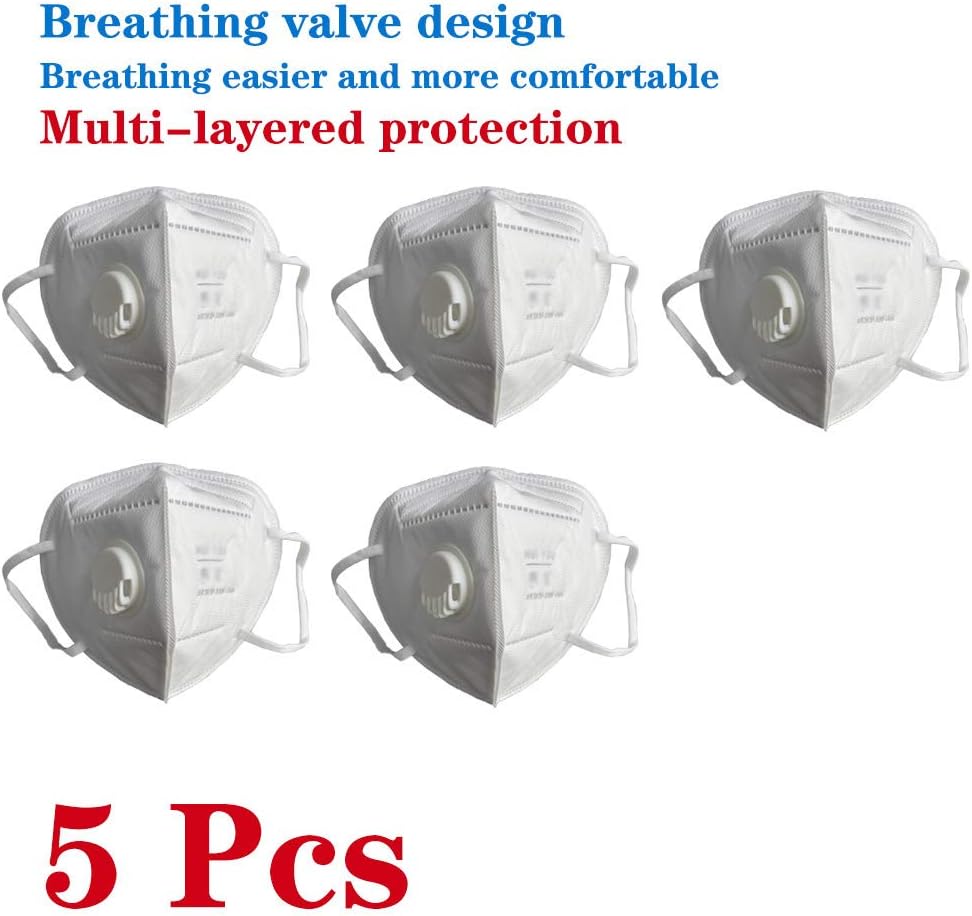 Anstoy KN95 Safety FFP2 Ma-sks Particulate Respirator Anti Pollution Ma-sk- Anti-Dust, Personal Protective Equipment for adult Men and Women, 5Pcs