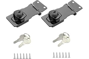 ADLUKAE Keyed Hasp Cabinet Door Latch Lock - 2 Pack 2.5 Inch Twist Knob Key Locking Hasp, Keyed Different Metal Closet Door Locks, Desk Locks for Drawers with Key(Black)