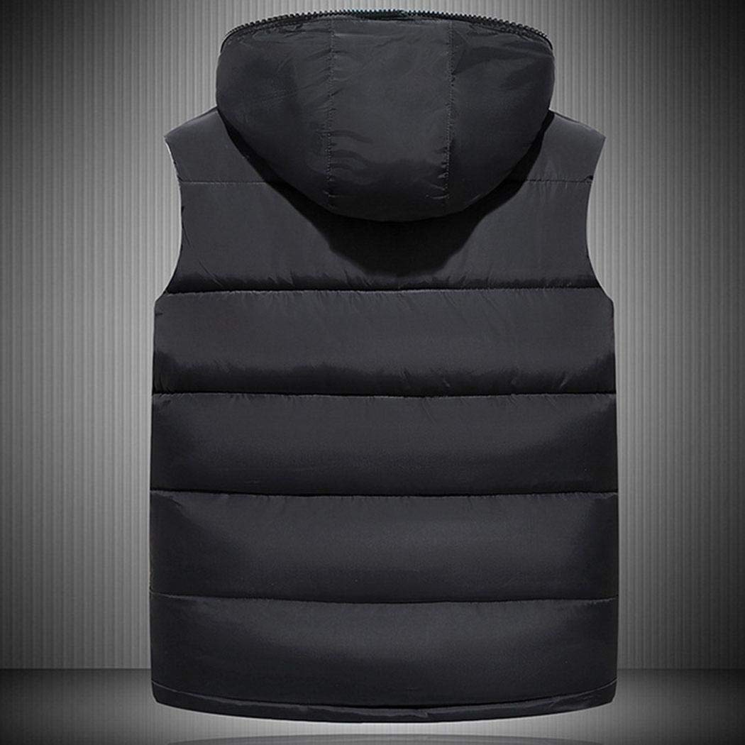 pairris Gilet Caldo da Uomo Casual con Cappuccio Collo Senza Maniche Chiusura Lampo Solido Chiusura Gilet