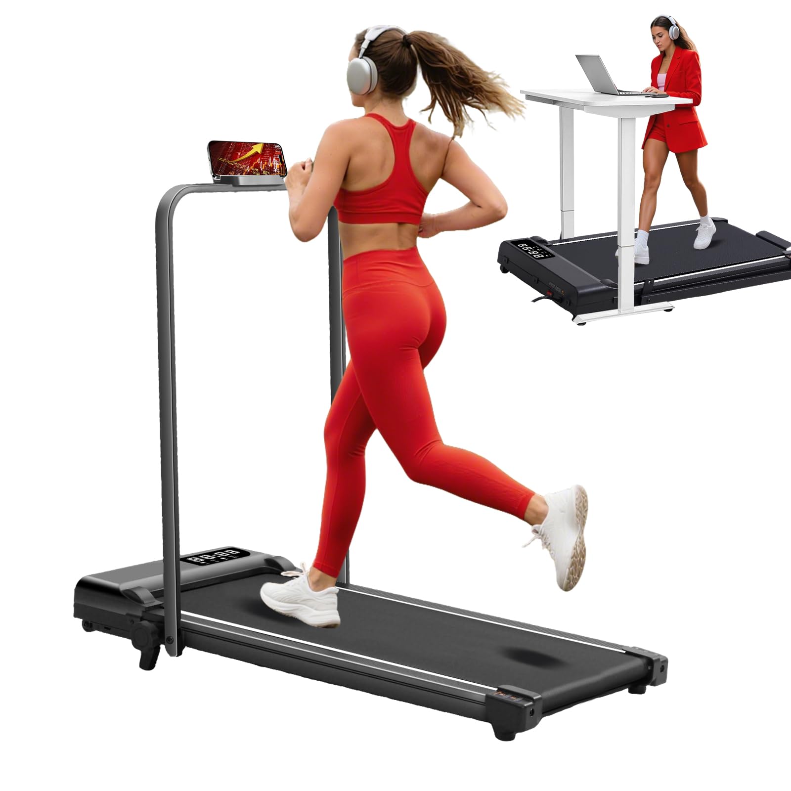 Photo 1 of *INCOMPLETE, SEE NOTES** Portable Walking Pad with Incline and Handle Bar, 3.0HP Electric Treadmills for Home Small, 0.6-6.2MPH Compact Walking Pads Treadmills with Handles and Incline for Small Spaces, 320LB Capacity