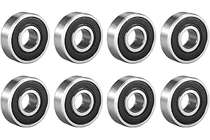 uxcell 608-2RS Deep Groove Ball Bearing 8mm x 22mm x 7mm Double Sealed High Carbon Steel Z1 Bearings 8pcs