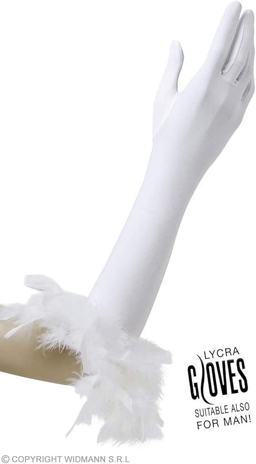 Withwht Feathers White Feather Gloves For Fancy Dress
