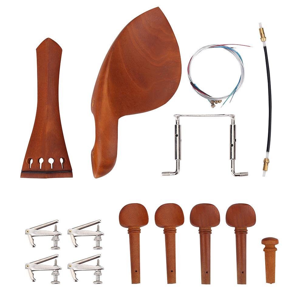 4/4 Violin Fittings, Jujube Wood Chinrest Pegs Tailpiece Tunners Endpin String (A + String)