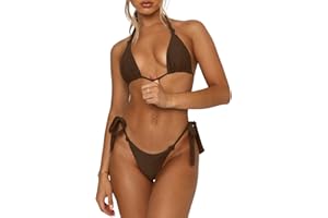 OWICA Women's Bikini Sets Bathing Suits Two Piece Swimsuits Sexy Triangle Halter Bikinis Top