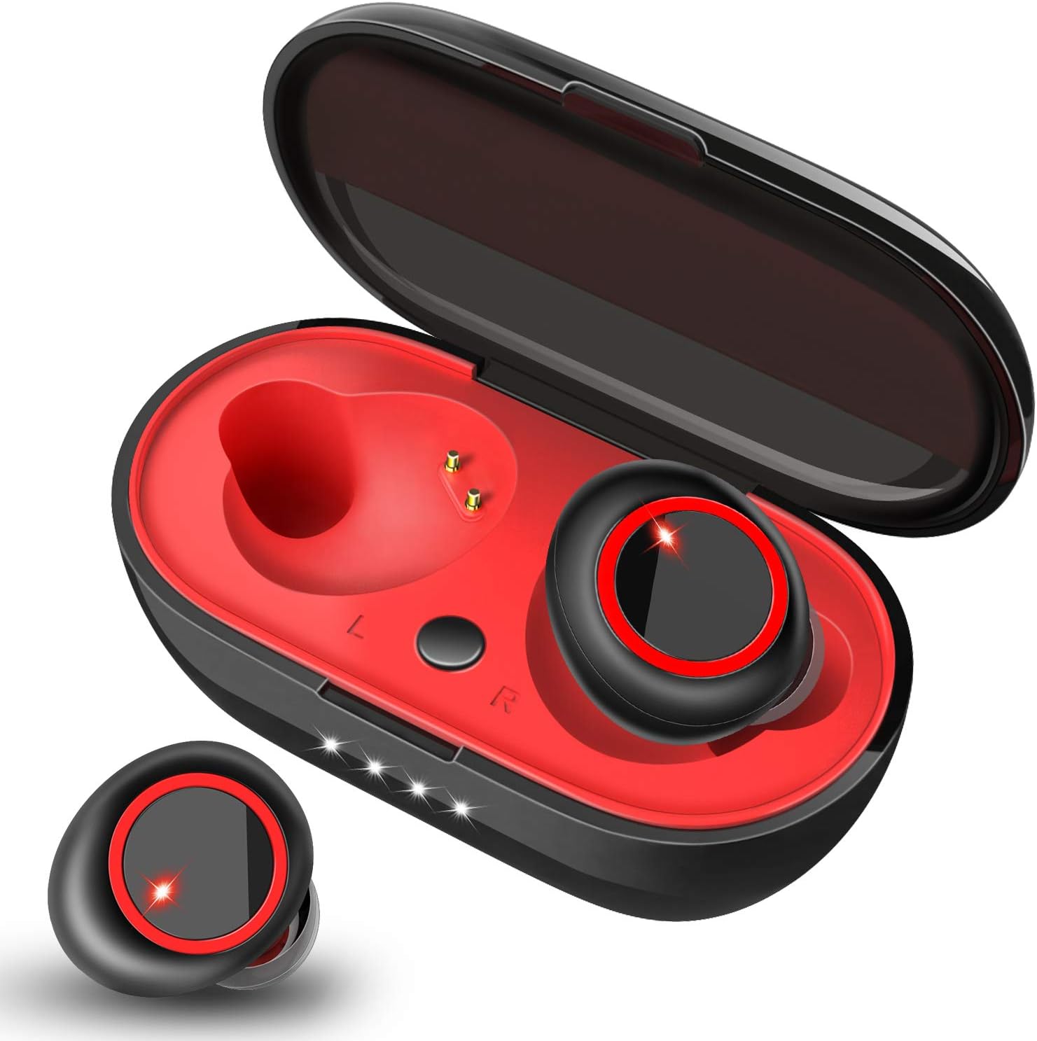 Wireless Earbuds Bluetooth for Running, 28 Hours Playtime, Bluetooth 5.0 Headphones with Mic, Stereo Bass IPX7 Waterproof, Secure Fit with Charging Case for iPhone/Android