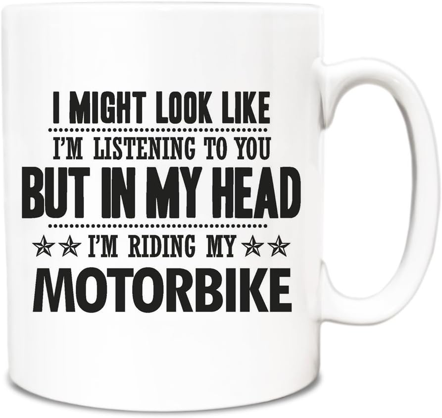 Duke Gifts Black I might look like Im listening but in my head Im riding my Motorbike Mug 068