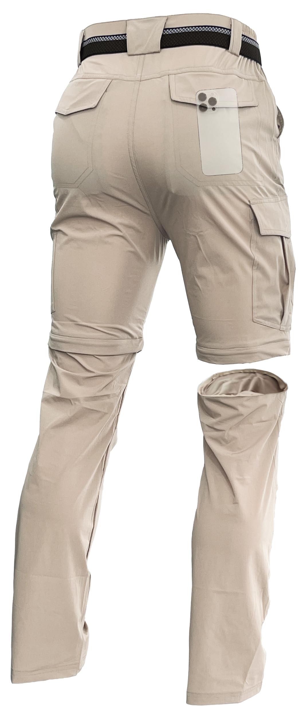 Photo 1 of Men's Convertible Hiking Pants Zip Off Lightweight Quick Dry Fishing Camping Travel Safari Outdoor Cargo Pants Light Khaki 30