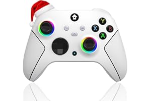 YUYIU Wireless 2.4GHz Controller with 7 Colors RGB Light for Xbox Controller, Xbox One Series X|S,Consoles,Steam PC Windows, with 1000mAh Battery/Dual Vib-ration/Turbo/Programmable, 3.5mm Audio Jack (Pearl white)
