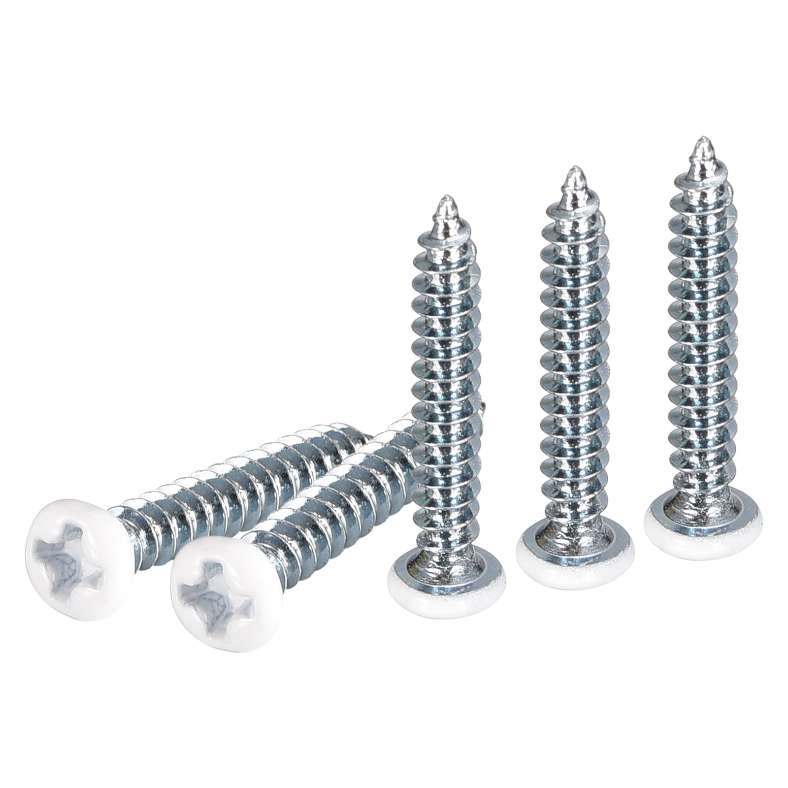 DTGN ST3x20mm White Screws 100Pack - Zinc Plated Carbon Steel Pan Head Phillips Sheet Metal Screw Self-tapping Screw Wood Screws — image 1