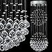 Contemporary 2 Balls Raindrop Crystal Chandelier Flush Mount Cylinder Chandelier Light Fixture Ceiling Lamp for Dining Room Living Room Kitchen Foyer Hallyway Bar of CRYSTOP