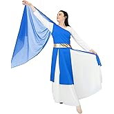 Danzcue Womens One-Shoulder Praise Dance Tunic with Graceful Shoulder Sash, Praise Dance Overlays and Tunic for Women
