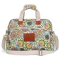 Malirona Canvas Overnight Bag Women Weekender Bag Carry On Travel Duffel Bag Floral Design (Flower)
