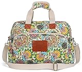 Malirona Canvas Overnight Bag Women Weekender Bag Carry On Travel Duffel Bag Floral Design (Flower)