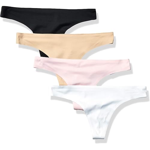 Amazon Essentials Women's 4-Pack Seamless Bonded Stretch Thong Underwear