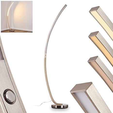 Dimmbare LED Stehlampe Kimbolton aus Metall im stylischen Design, Bodenlampe für Wohnzimmer, Schlafzimmer, Flur, Schmale Lich