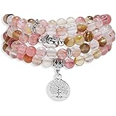 Tree of Life Charm Bracelet or Necklace - 108 Buddha Beads, Handmade Mala Meditation Jewelry, Prayer Beads for Yoga