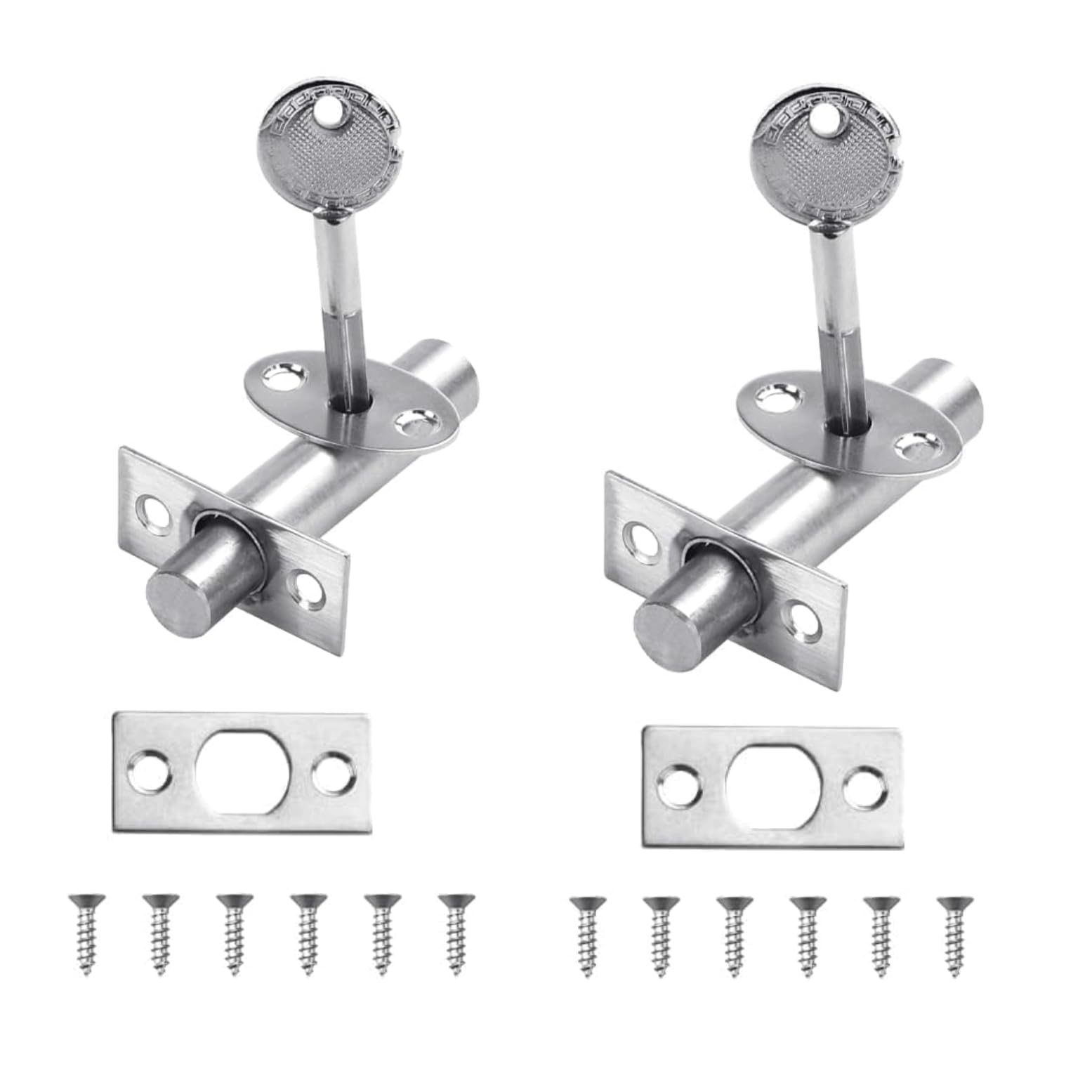 JZK 2 X Door Security Rack Bolt, Stainless Steel Door Bolts with Star Key Tubular Mortice Latch Anti-Theft Door Lock Bolt for Home and Restaurant