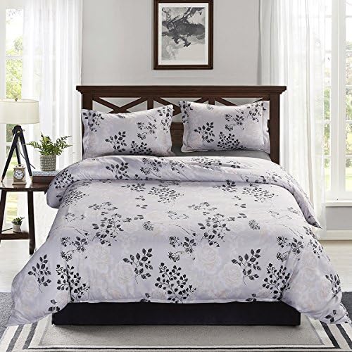 3 Piece Duvet Cover and Pillow Shams Duvet Cover Set, Hypoallergenic Breathable Soft Microfiber Bedding Comforter Set in Black and White with Hidden Zipper and Tieback (King)
