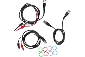 for P1260 BNC Male to BNC Coaxial Cable Leads Kit with Clips and Hooks, 100cm, for Oscilloscope Probe and Electronic Testing 