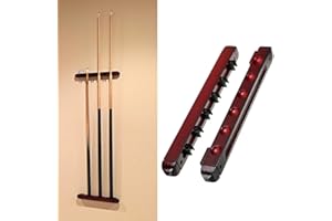 JuxYes Set of 2 Pool Cue Rack, Wall-Mounted Solid Natural Wood Billiard Pool Cue Rack for Billiard Clubs, Bars, Snooker Games