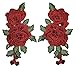 C-Pioneer 2pc DIY Water-soluble Rose Flower Embroidery Applique Patches Collar Flowers Sew on Clothing Accessories