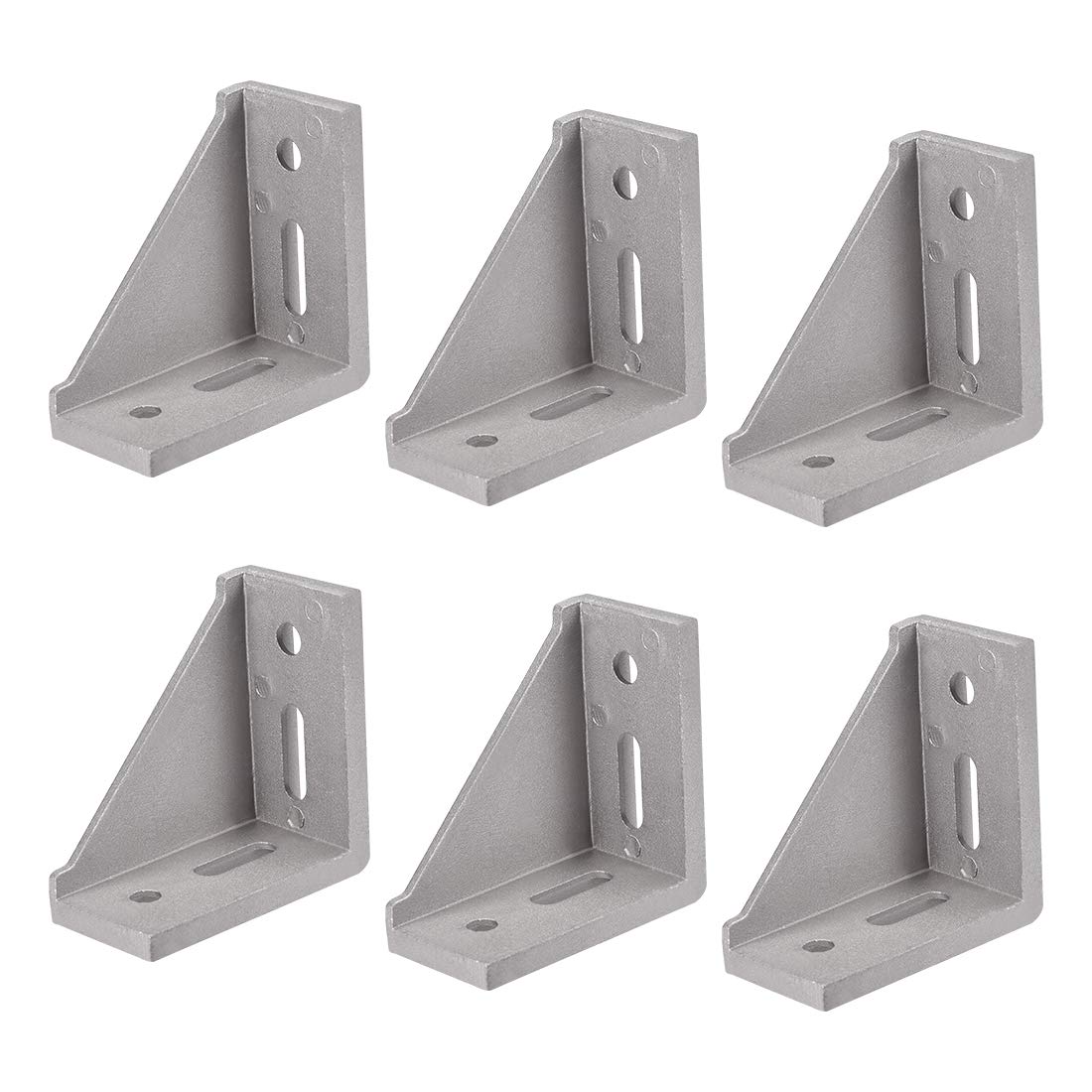 sourcing map Corner Bracket Gusset, 80mm x 80mm for 4040 Series Aluminum Extrusion Profile, 6 Pcs (Silver)