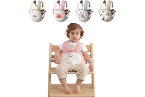 RAELITEGO Portable High Chair, Horizontal Fixing Booster Seat Harness, Baby Travel Essential for Babies & Toddlers, Foldable Packable Adjustable Straps Shoulder Belt, Fit Any Chair Machine Wash(Pink_Rabbit)
