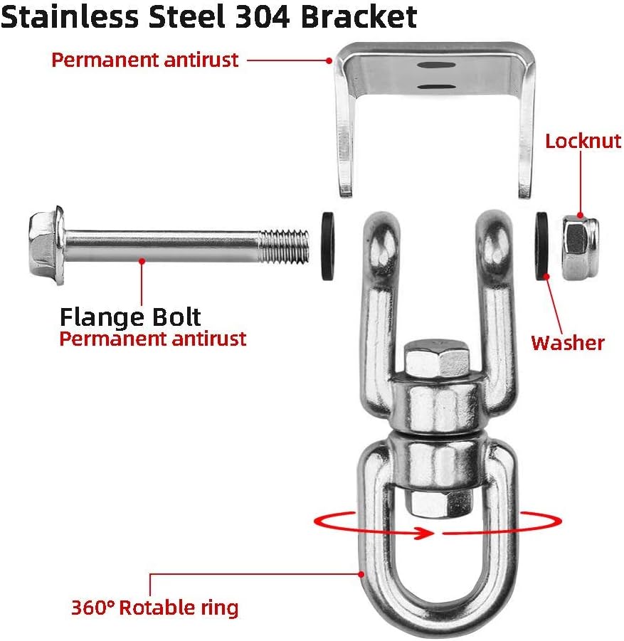 QLG&S Tree Swing Hammock Hardware Kit Yoga 360° Swivel Toys Heavy Duty Outdoor Tire Swing Chair Hanging Climbing Accessories for Patio Porch Gym Bar Playground: Home Improvement