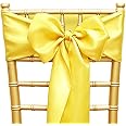 Amazon.com: ZSJFMF Pack of 50 Satin Yellow Chair Sashes Bows 7 X 108 Inch Universal Gold Chair ...