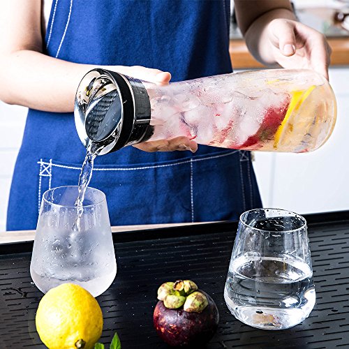 60 Ounces Borosilicate Glass Pitcher with Lid, Water Carafe Jug for Hot/Cold Water, Ice Tea and Juice Beverage