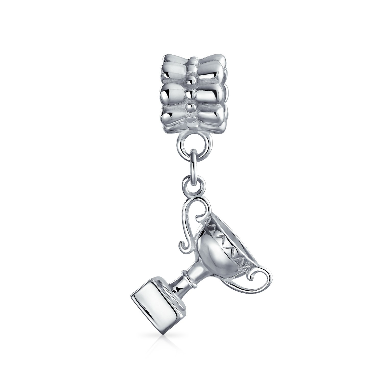 Bling Jewelry Sports Champion Winners Cup Trophy Dangle Charm Bead For Women Teen .925 Sterling Silver Fits European Bracelet