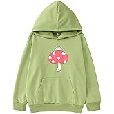 GLIGLITTR Kids Girls Cute Mushroom Hoodie Frog Sweatshirt Kawaii Long Sleeve Oversized Pullover Tops Aesthetic Clothes 7-13Y