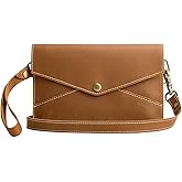 S-ZONE Leather Envelope Convertible Crossbody Bags for Women Wristlet Clutch Purses Small Shoulder Handbag with 2 straps