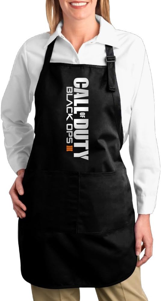Myeehome Kitchen Apron Black Ops 3 Call Of Duty Game Logo Professional Bib Apron Kitchen Apron Fit For Man And Woman