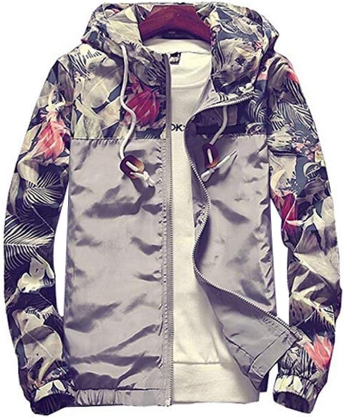 MOMTUESDAYS2 Floral Bomber Jacket Men Hip Hop Slim Fit Flowers Bomber Jacket Coat Men's Hooded Jackets Plus Size