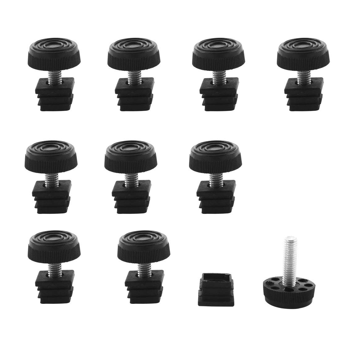 Sourcingmap Adjuster Leveling Feet 20 x 20mm Square Insert Kit Furniture Glide 10 Sets