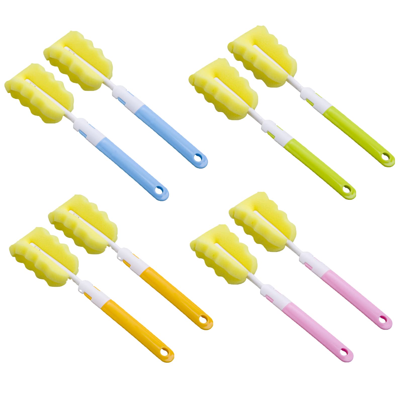 Pack of 8 Foam Brushes, Bottle Brush Sponge, Baby Bottles Cleaning Brush, Sponge Bottles Cleaning Brush, Bottle Brush, for Baby Bottles, Cups (Orange, Blue, Green, Pink)