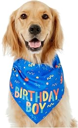 Pejlnd Dog Birthday Bandana Blue Cotton 79x32cm Large Party Scarf view 4
