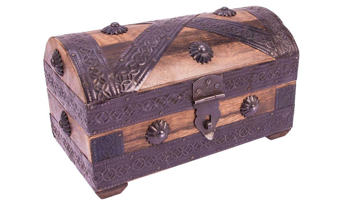 Holzspielerei 73614-S Pirate Chest Mango Flamed Small
