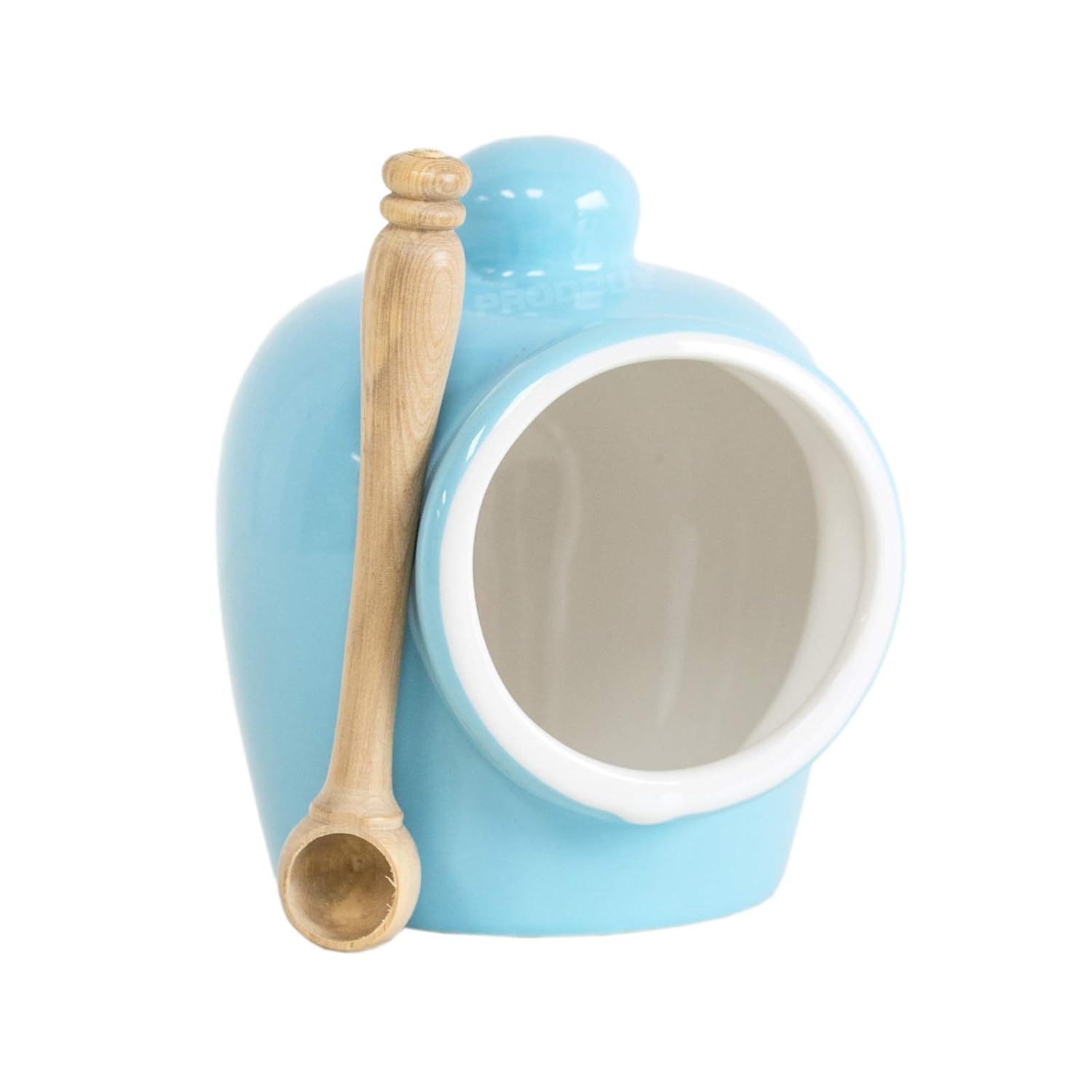 Blue Porcelain Salt Pig with Wooden Spoon Amazon.co.uk Kitchen & Home
