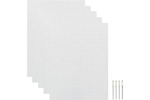 XGNG 5PCS White Embroidered Plastic Mesh Sheet White Plastic Mesh Canvas Sheets for Acrylic Yarn Crafting Embroidery Knit Crochet Projects