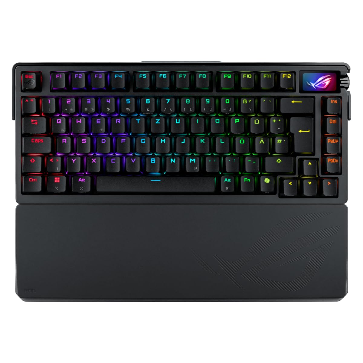 Asus Rog Azoth Extreme - Tastatur - 75% - Mit OleD-Display - Backlit - Kabellos - 2,4 Ghz, Bluetooth 5,1, UsB-C - Qwertz - Deutsch - Tastenschalter: