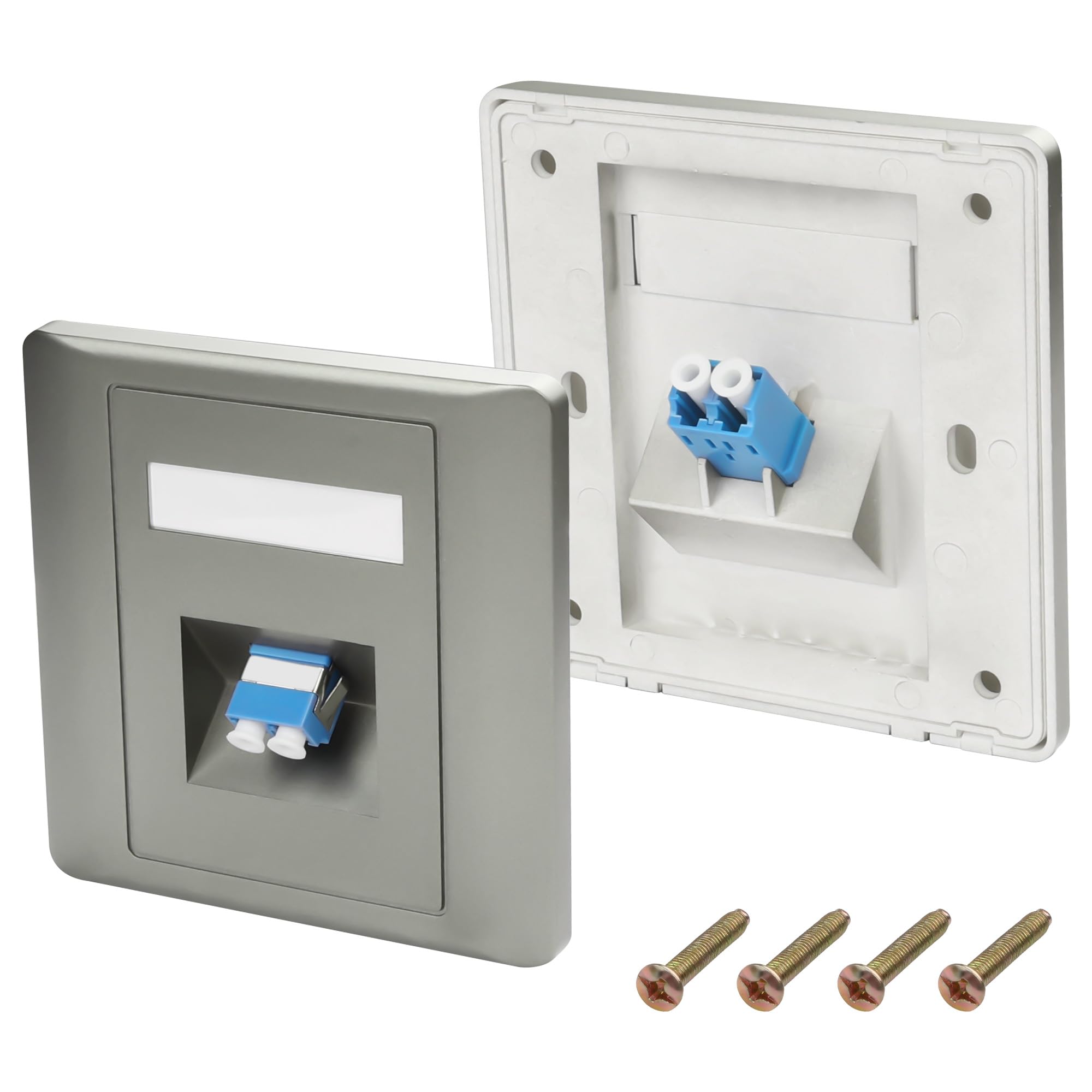 XMSJSIY LC to LC Fiber Optic Wall Plate - Duplex Coupler Patch Panel Connector for Single-Mode Multimode Network LAN - 2PCS