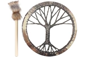 Handmade Shaman Drum Leather Wood Frame for Spiritual Music and Healing(Tree of Life)