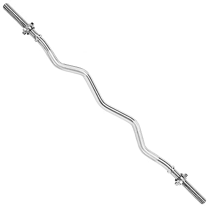 TecTake Curlstange Curlhantel SZ Hantelstange mit Sternverschluss Länge: 120cm | Ø 30mm | 7kg | verchromt und gerendelt