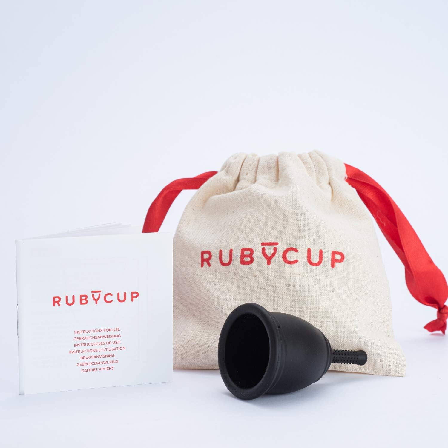 Ruby Cup, Reusable Menstrual Cup, Small (Light Flow), Black, Includes Cup Donation. Perfect for Beginners. Safe