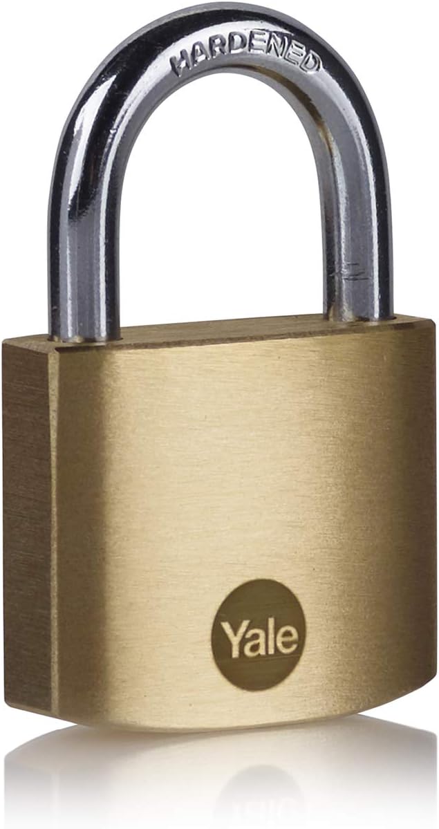 Yale - Y110B/40/122/1 Standard Security 40mm Brass Padlock - Open Hardened Steel Shackle - 3 Keys, 1pk, 40 mm