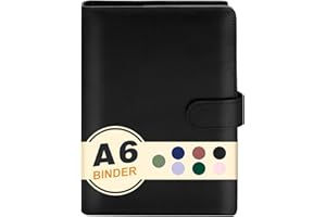 CONVEND A6 Binder 6 Ring,Mini Photocard Binder for A6 Filler Paper, Loose Leaf Personal Planner with Magnetic Buckle Closure(Black)